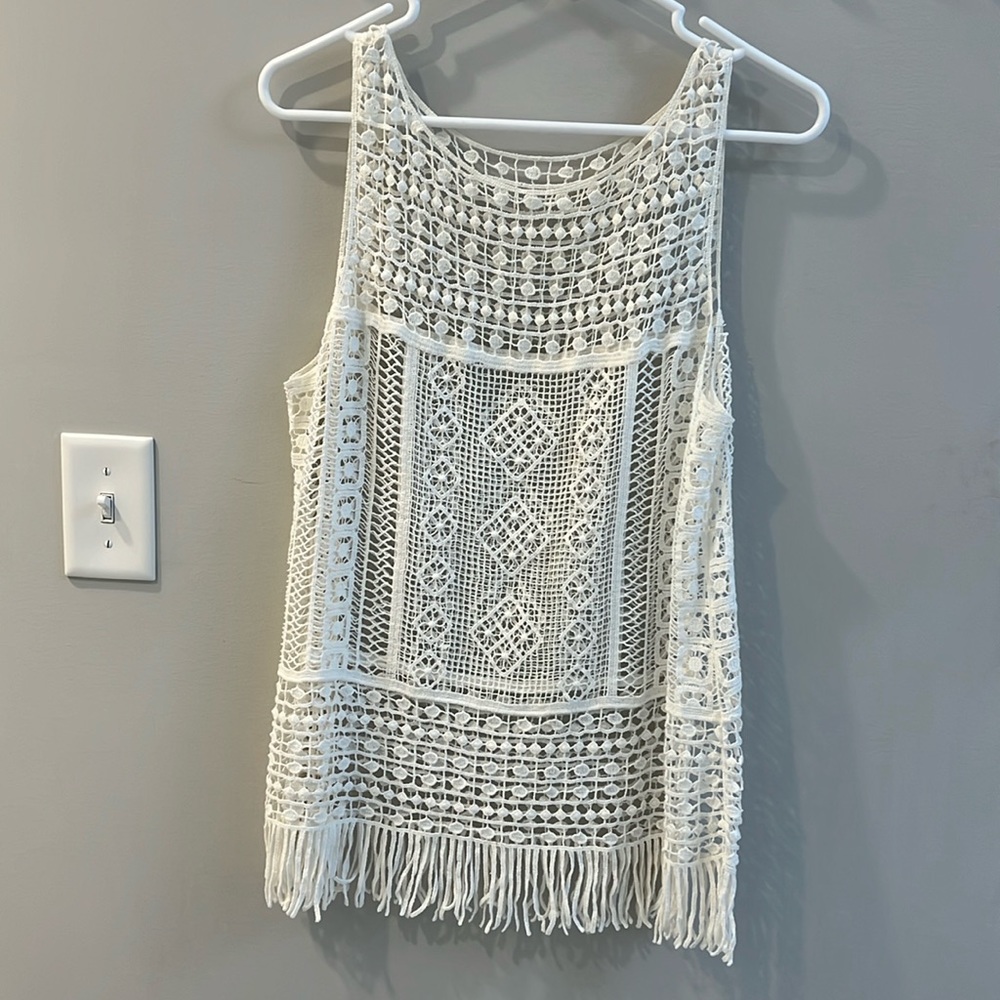Cream Crochet Knit Top